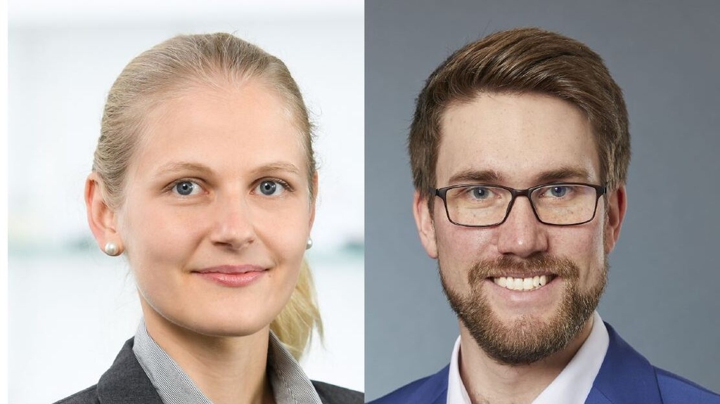 Foto der beiden Preisträger Theresa Hanemann und Florian Stamer aus der KIT-Fakultät für Maschinenbau